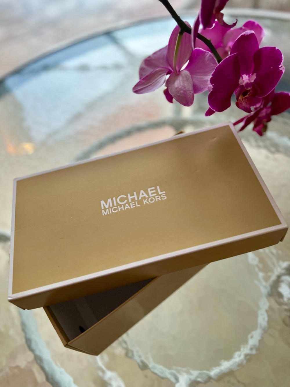 Michael Kors Gold and White shoe Box